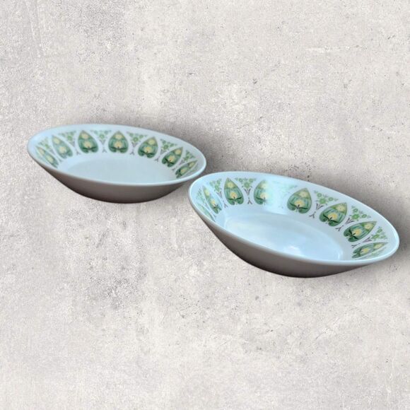 Vintage Noritake Progression Palos Verde Set of 2 Sauce Bowls Small Dishes Green - Picture 3 of 5